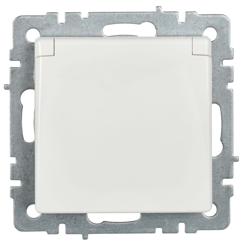 Розетка BRITE РСбш10-3-44-БрБ 16А IP44 с заземл. защ. шторки с крышкой механизм бел. IEK BR-R16-16-44-K01