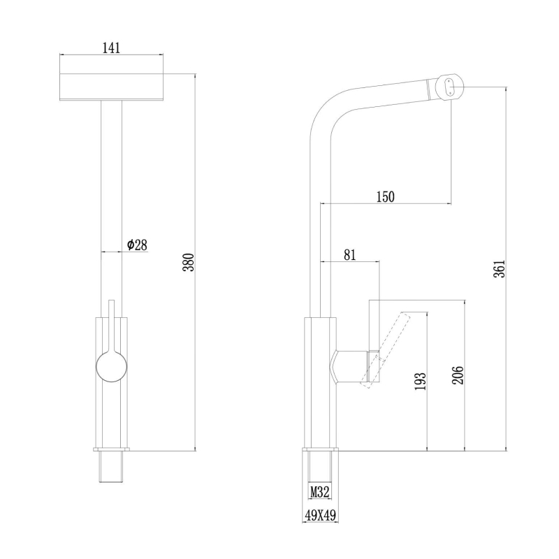 Смеситель для кухни Fmark FS8266Q, графит