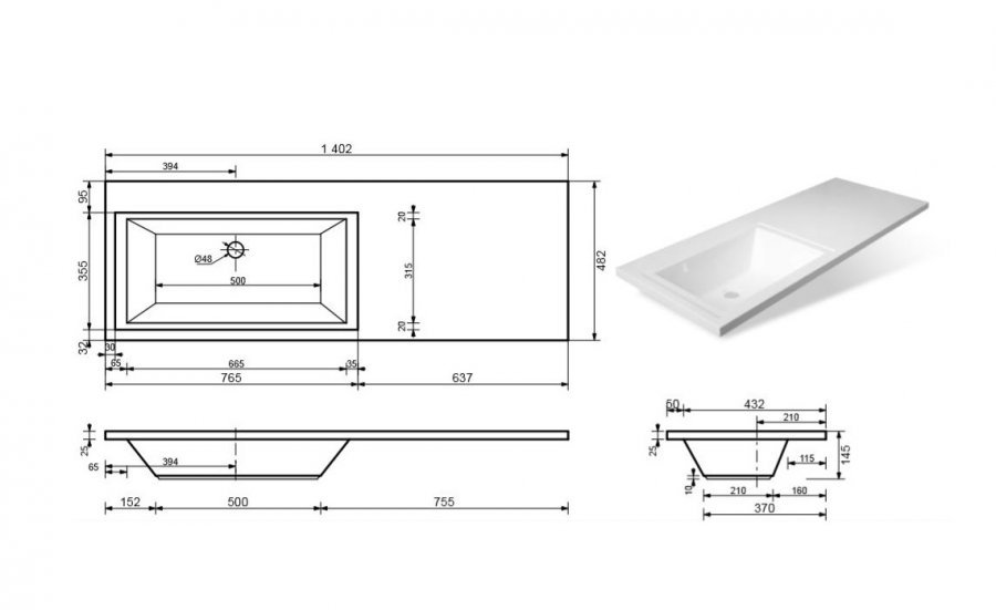 Тумба напольная "Даллас 140", 2 ящика, Люкс белая, PLUS