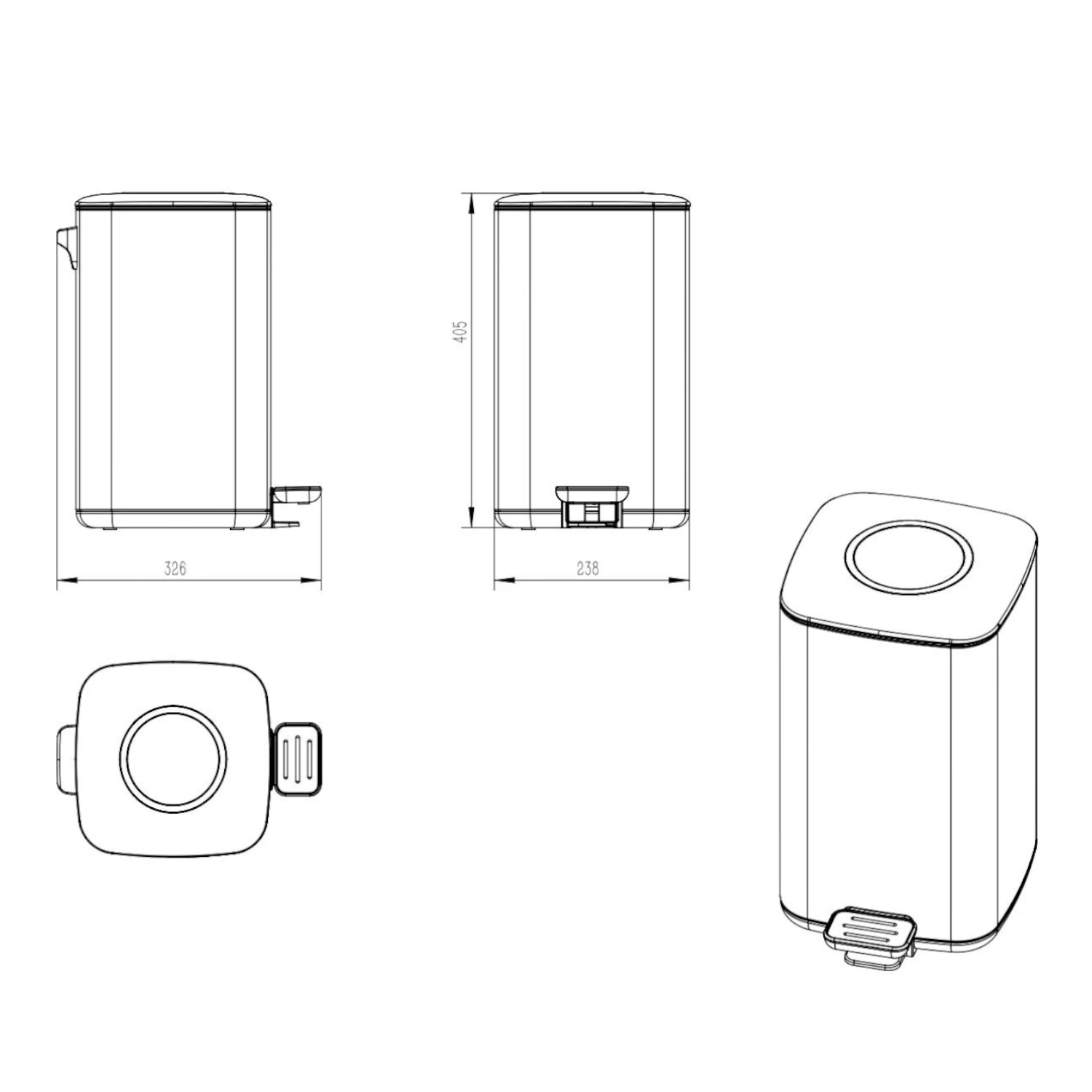 Ведро с микролифтом JAVA S-888-12C, 12 литров