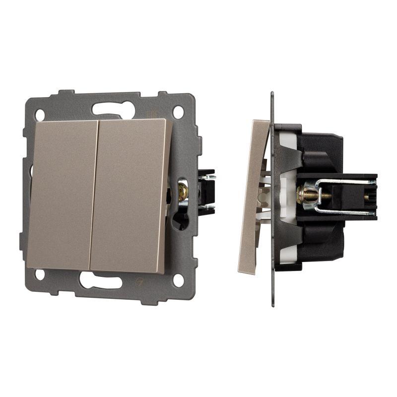 Выключатель непроходной 2-кл. SWT-MK02-PL-GD-V 10А 250В механизм Arlight 049890