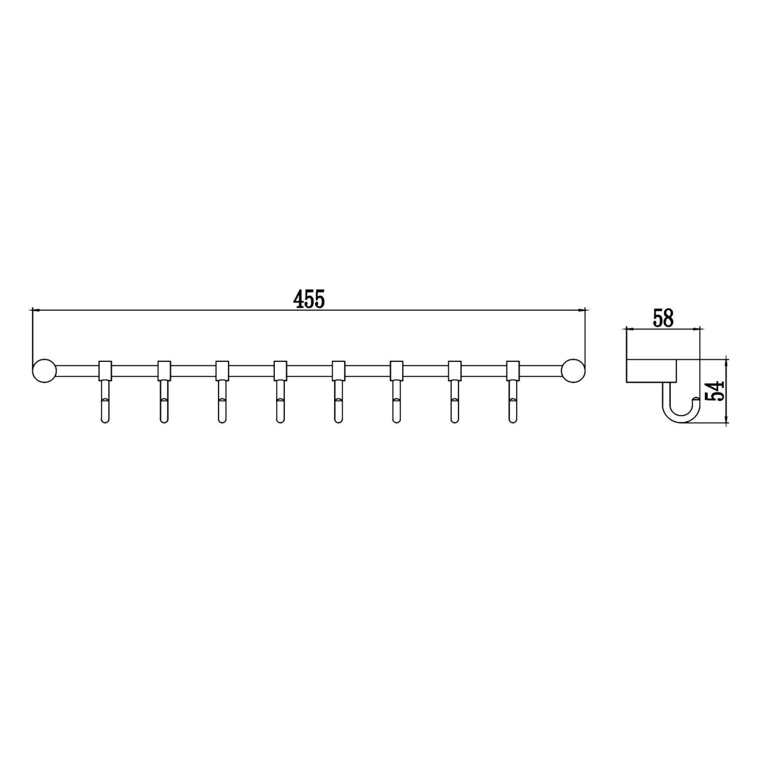 Планка с крючками Savol S-006208, хром