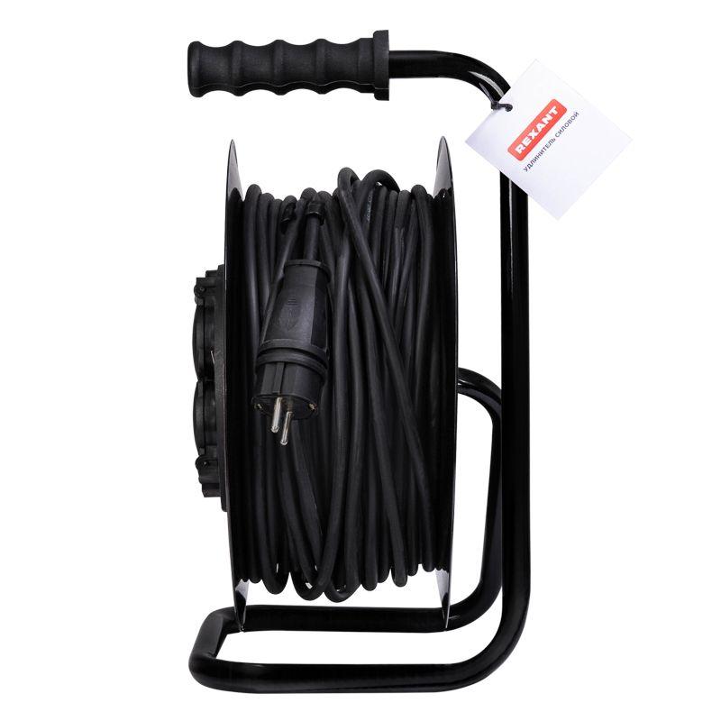 Удлинитель на метал. катушке 4х30м с заземл. IP44 КГ 3х2.5кв.мм с выключателем с защ. крышками Rexant 13-5014