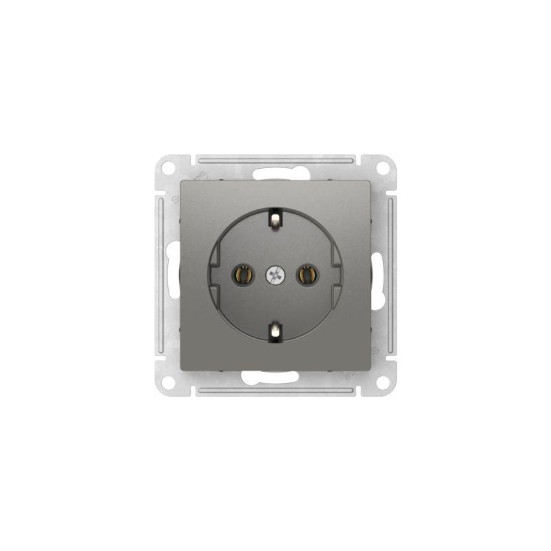 Розетка AtlasDesign 16А с заземл. быстрозажим. клем. механизм сталь SE ATN000943S
