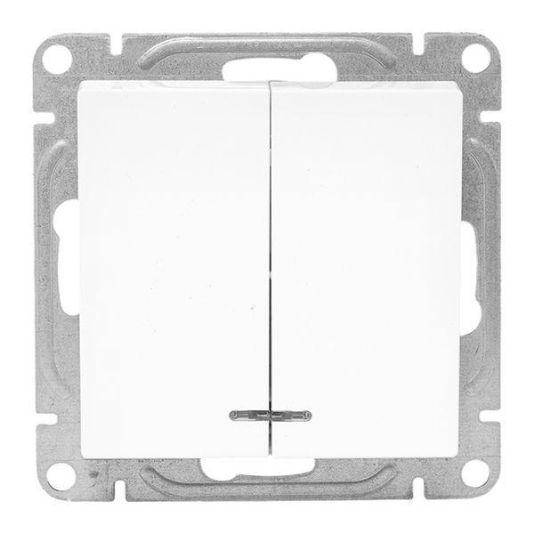Выключатель 2-кл. СП Эпика с подсветкой механизм бел. EKF UP1-SWW-24