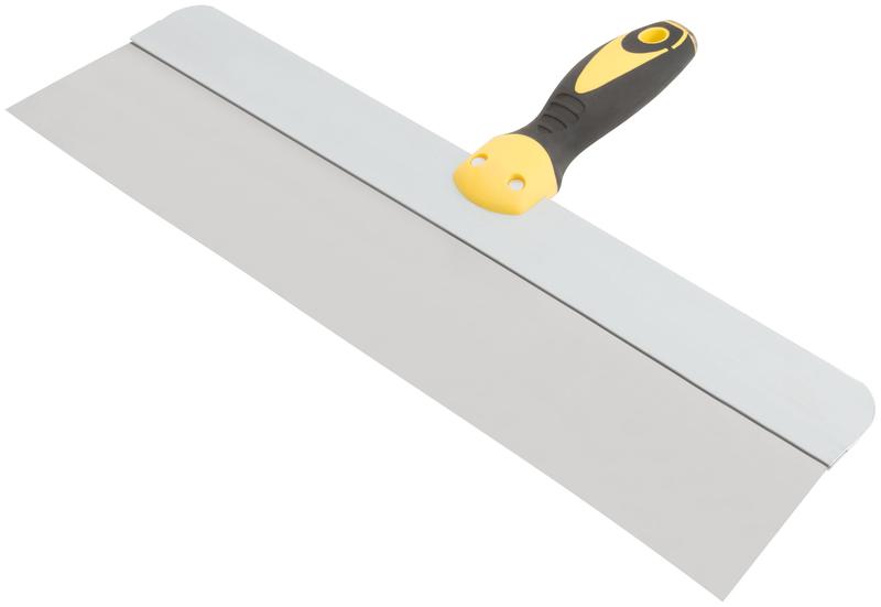 Шпатель фасадный нержавеющий профи прорезиненная ручка сметал. бойком 450мм FIT 06447