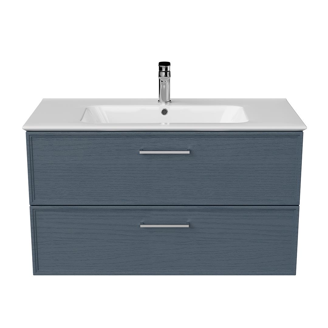 Тумба PIANO Classic подвесная 95 см, 2 ящика, ясень синий матовый