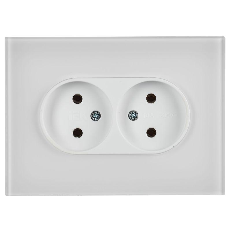 Розетка 2-м SKANDY 10А без заземл. без защ. шторок для плоской вилки SK-R03W арктич. бел. IEK SK-R20-10-K01