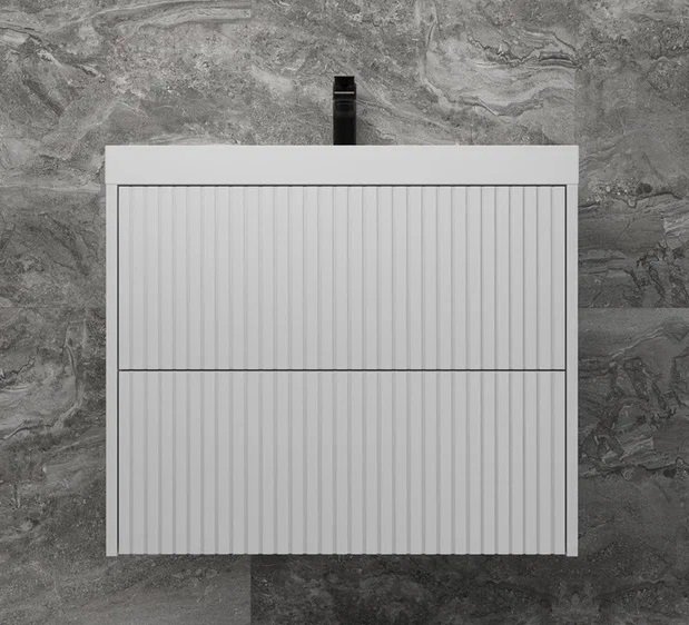 Тумба подвесная "Стокгольм 70", Classic 70, (2 ящ.) белый рифленый софт, PUSH