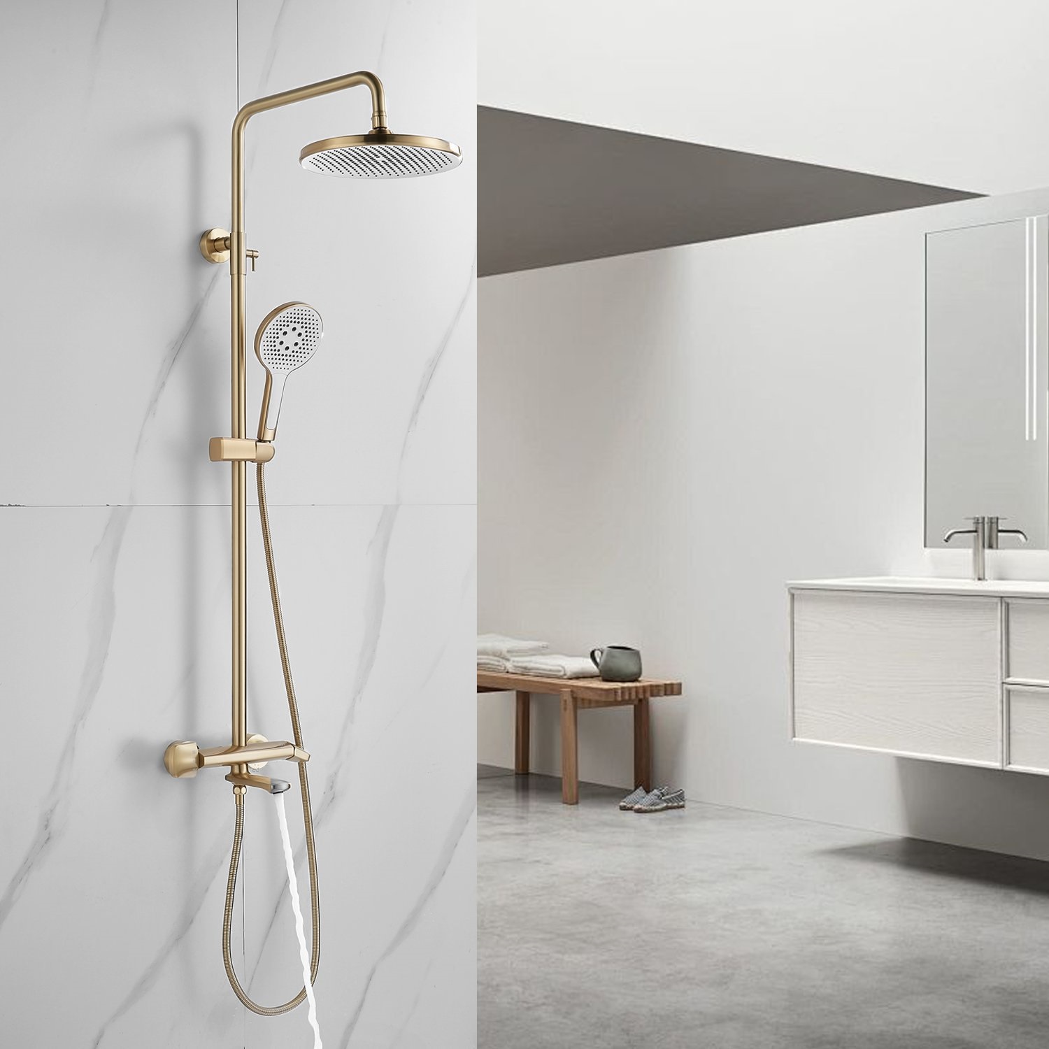 Душевая система Rose R3936G, золотой сатин