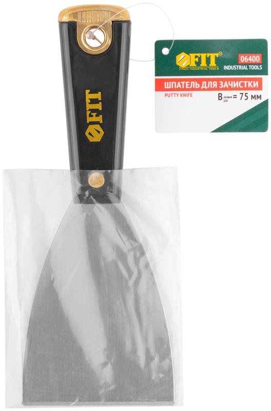 Шпатель для удаления ржавчины профи толщ. лезвия 1мм пластик. ручка сметал. бойком 3дюйм (75мм) FIT 06400