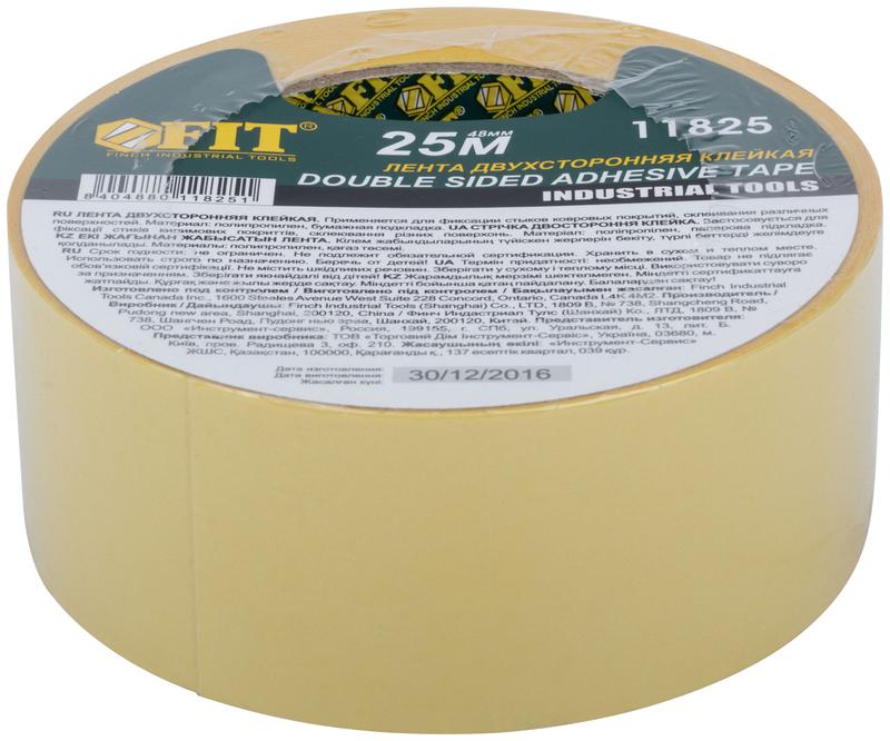 Лента-скотч клейкая двусторонняя 48ммх25м FIT 11825