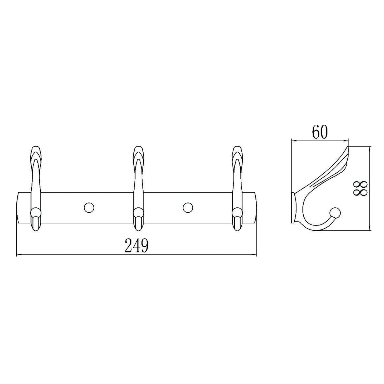Планка с крючками Savol S-00113C, бронза