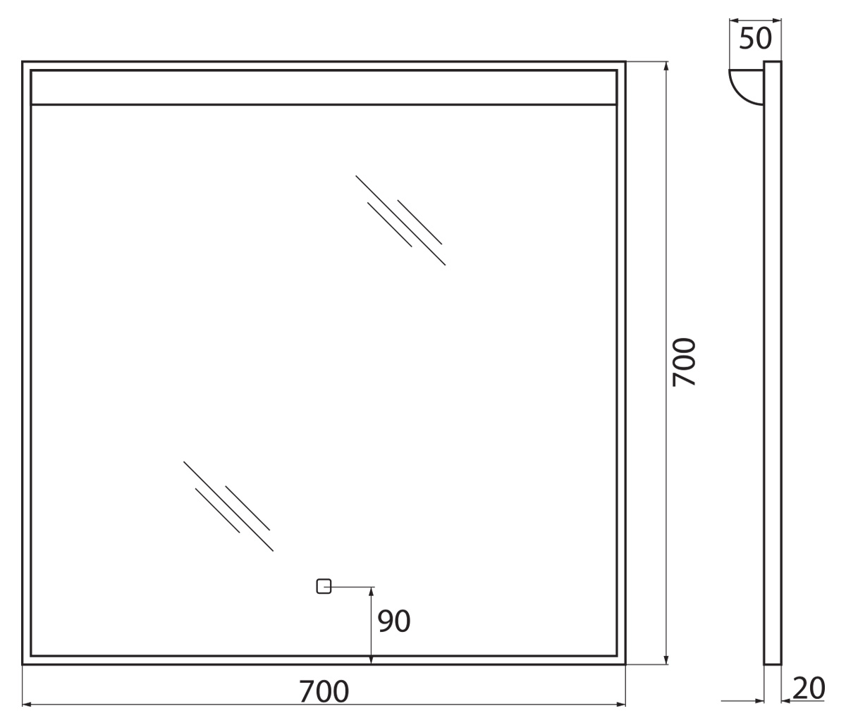 Зеркало BelBagno SPC-UNO-700-700-TCH