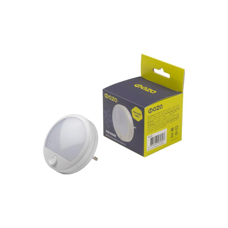 Светильник светодиодный NL-02 1Вт 6500К IP20 в розетку ночник ФАZА 5061897