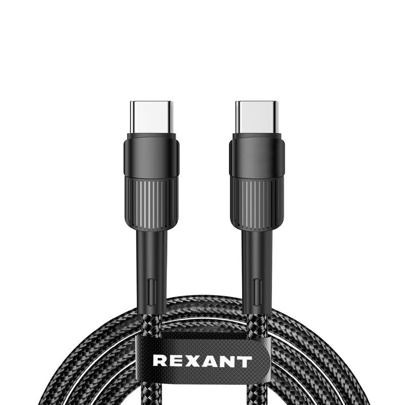 Кабель Type-C-Type-C 5А 100Вт 1м черн. нейлон. оплетка Rexant 18-7072