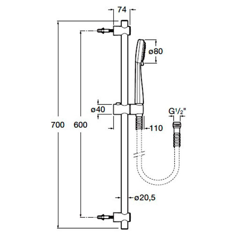 Душевой гарнитур Roca Stella 80/3F 5B1403C00