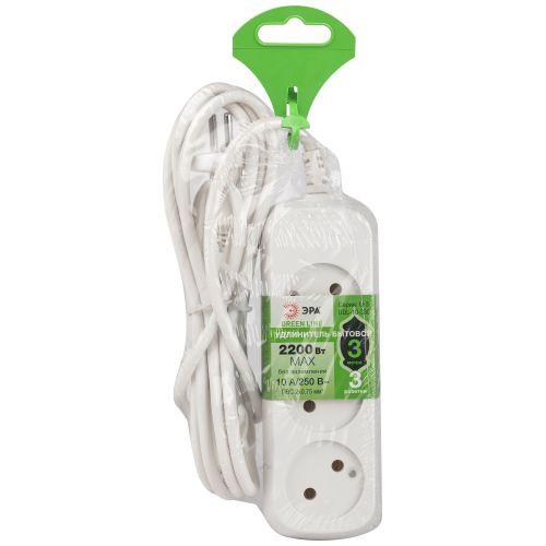 Удлинитель 3х3м без заземл. ПВС 2х0.75 UDL-10-330 Greenline Эра Б0065072