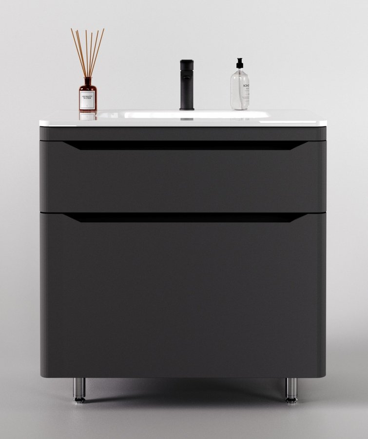 Тумба напольная "Марелла 80" (2 ящ.) Люкс антискрейтч серый, PLUS