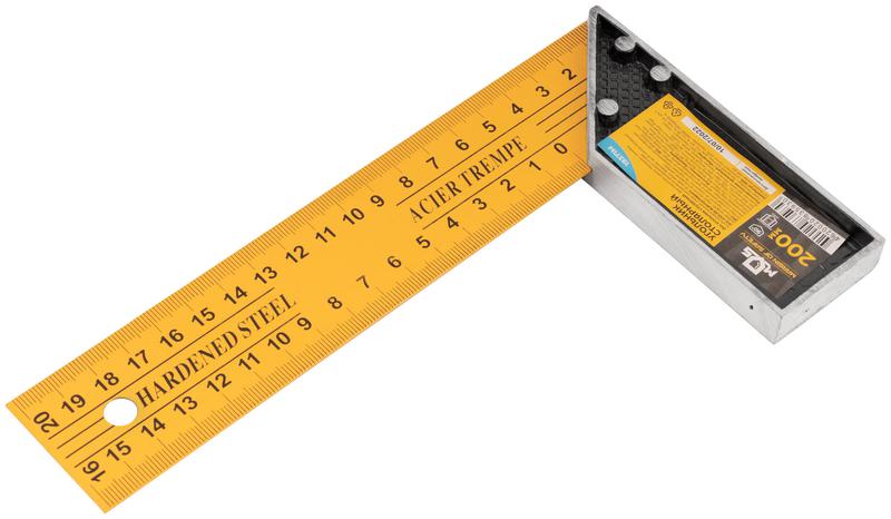 Угольник столярный двусторонняя шкала 200мм MOS 19371М