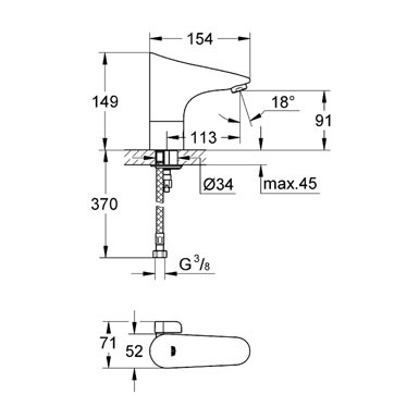 Смеситель Grohe Europlus E 36207001 для раковины электронный