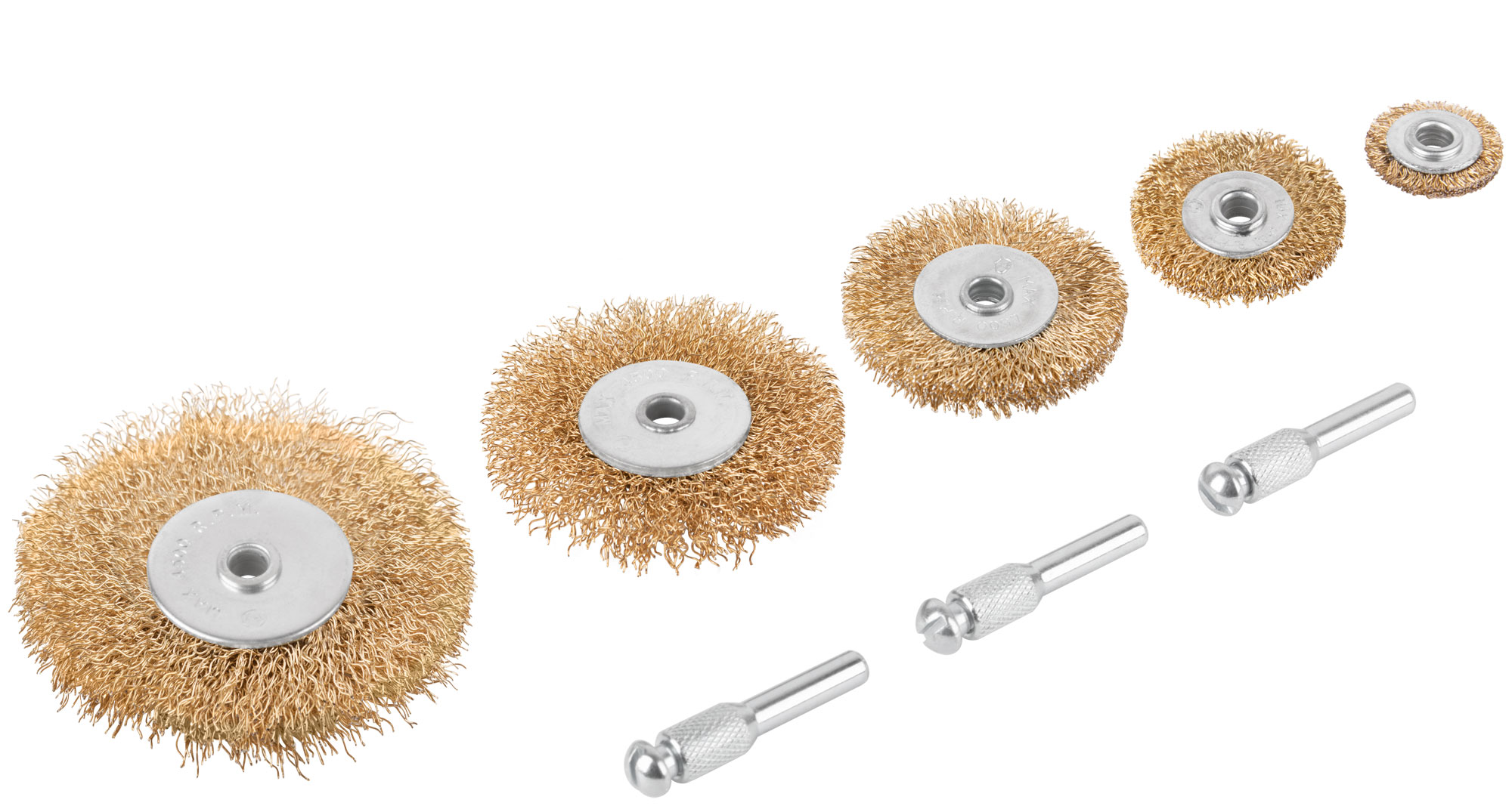Корщетки со штифтом, набор 5 шт. ( колеса 25 / 38 / 50 / 63 / 75 мм )