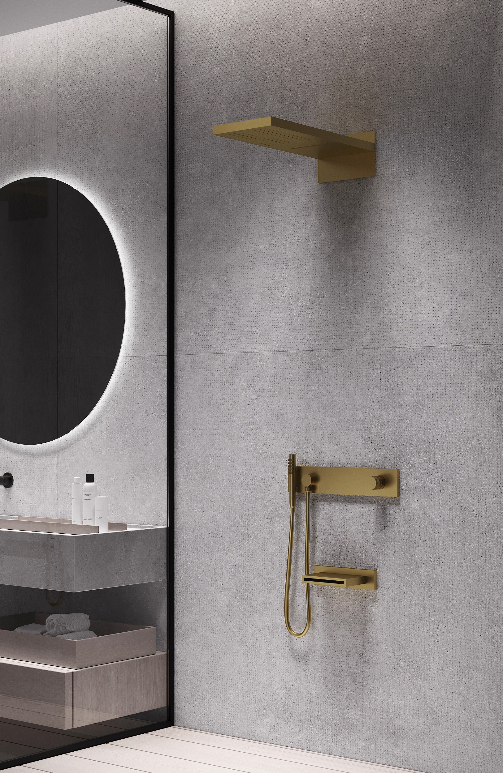 Встроенная душевая система  ZODIAC с термостатом, трехпозиционная Black