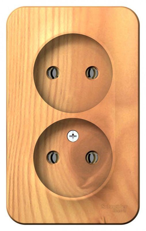 Розетка 2-м ОП Blanca 16А IP20 250В без заземл. без защ. шторок с изолир. пластиной ясень SE BLNRA000215