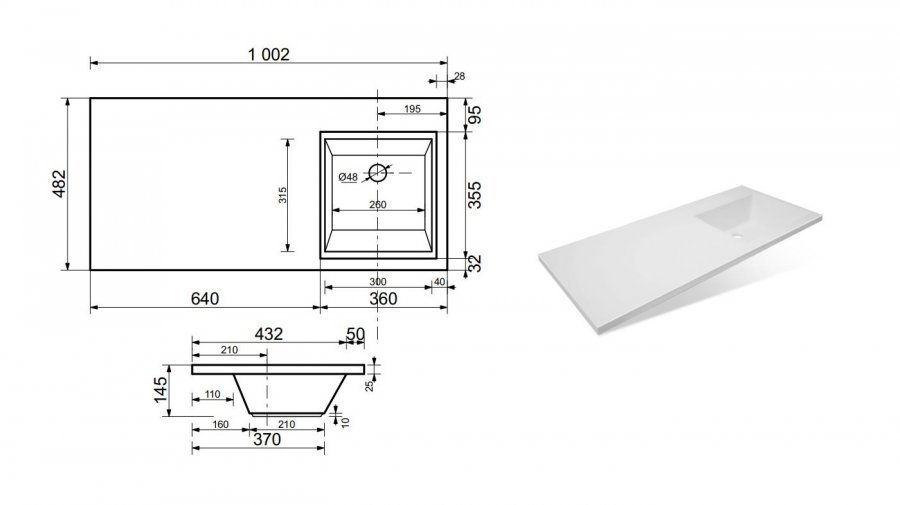 Тумба напольная "Даллас 100" (3 ящ.) Люкс белая, PLUS