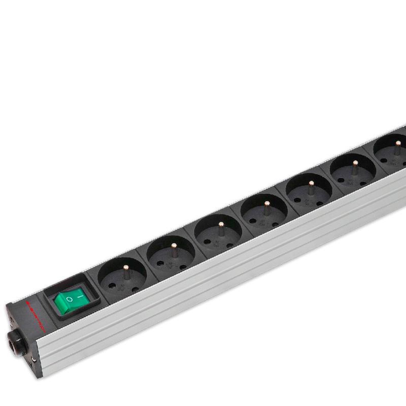 Блок розеток 8-м 16А горизонт. евро/немецк. стандарт для 19дюйм шкафов выключатель шнур 1.8м корпус AL SYSMATRIX PD 0804.019