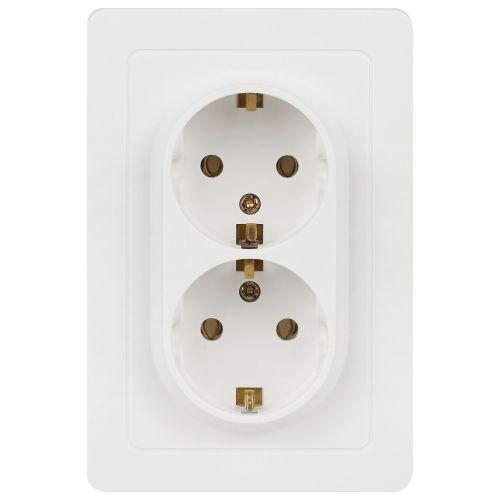 Розетка 2-м СП Style 7-205-01 16А 250В IP20 2х2P+E Schuko с заземл. бел. Intro Б0060621