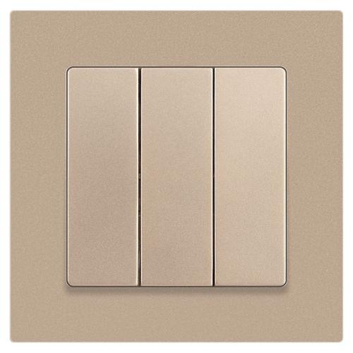 Выключатель 3-кл. СП Accent 6-106-04 10А IP20 250В AL/CU шампань Intro Б0063538