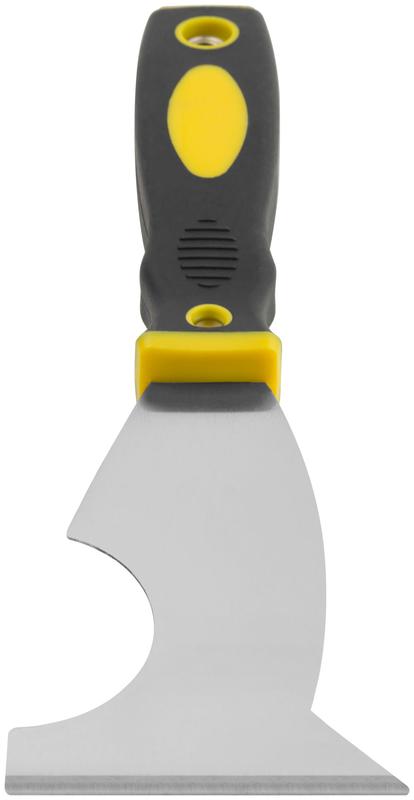 Шпательмногофункциональный профи толщ. лезв. 1мм двухкомп. ручка сметал. бойком усил. сталь 75мм FIT 06678