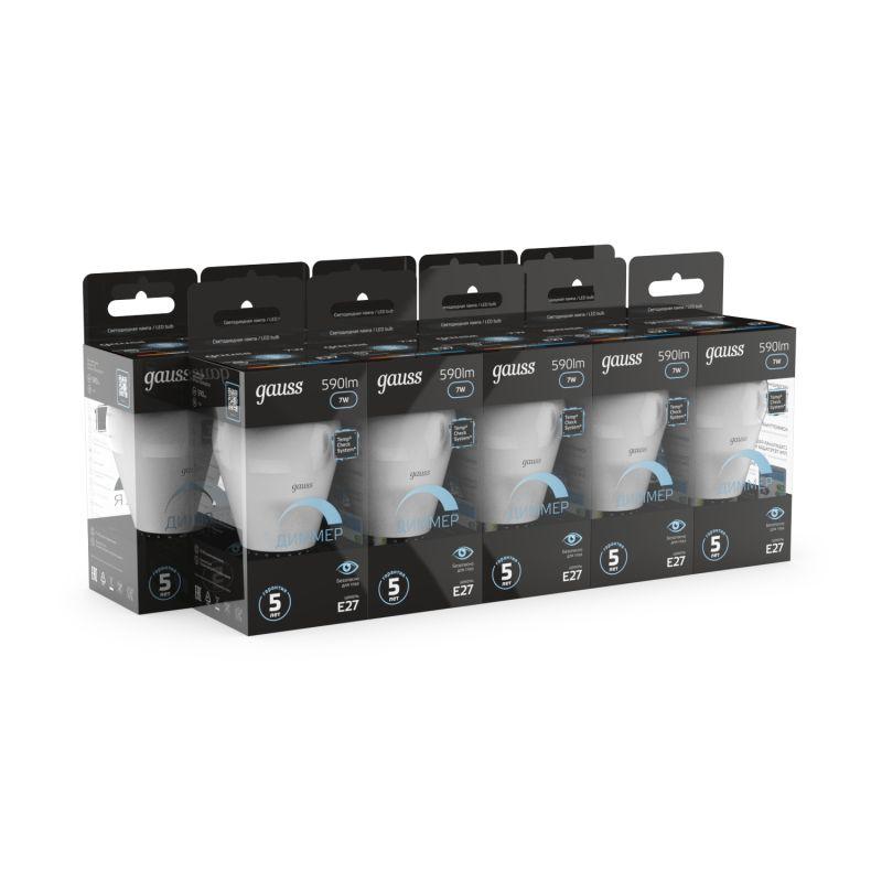 Лампа светодиодная Black 7Вт P45 шар 4100К нейтр. бел. E27 590лм диммир. GAUSS 105102207-D