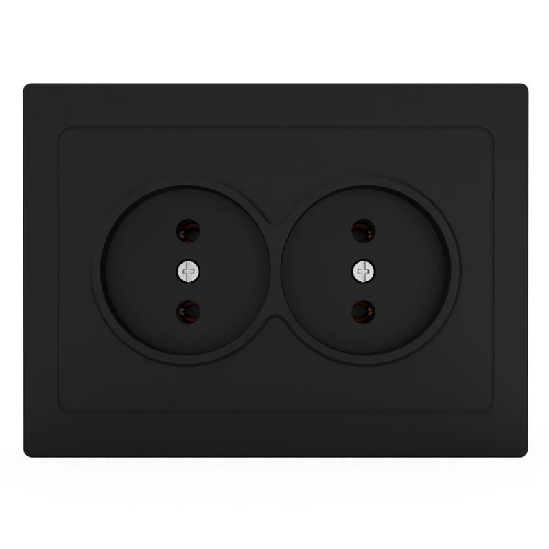 Розетка 2-м СП Pixel 16А IP20 без заземл. в сборе карбон TOKOV ELECTRIC TKE-PX-R2F-C14