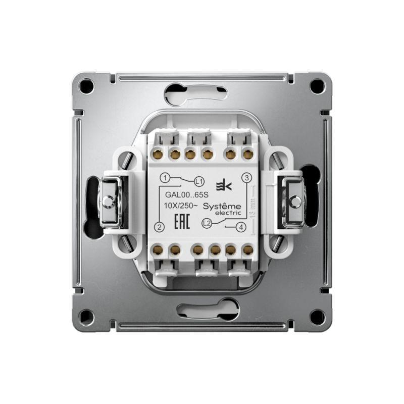 Переключатель 2-кл. ArtGallery 10AX быстрозажим. клем. механизм карбон SE GAL001065S