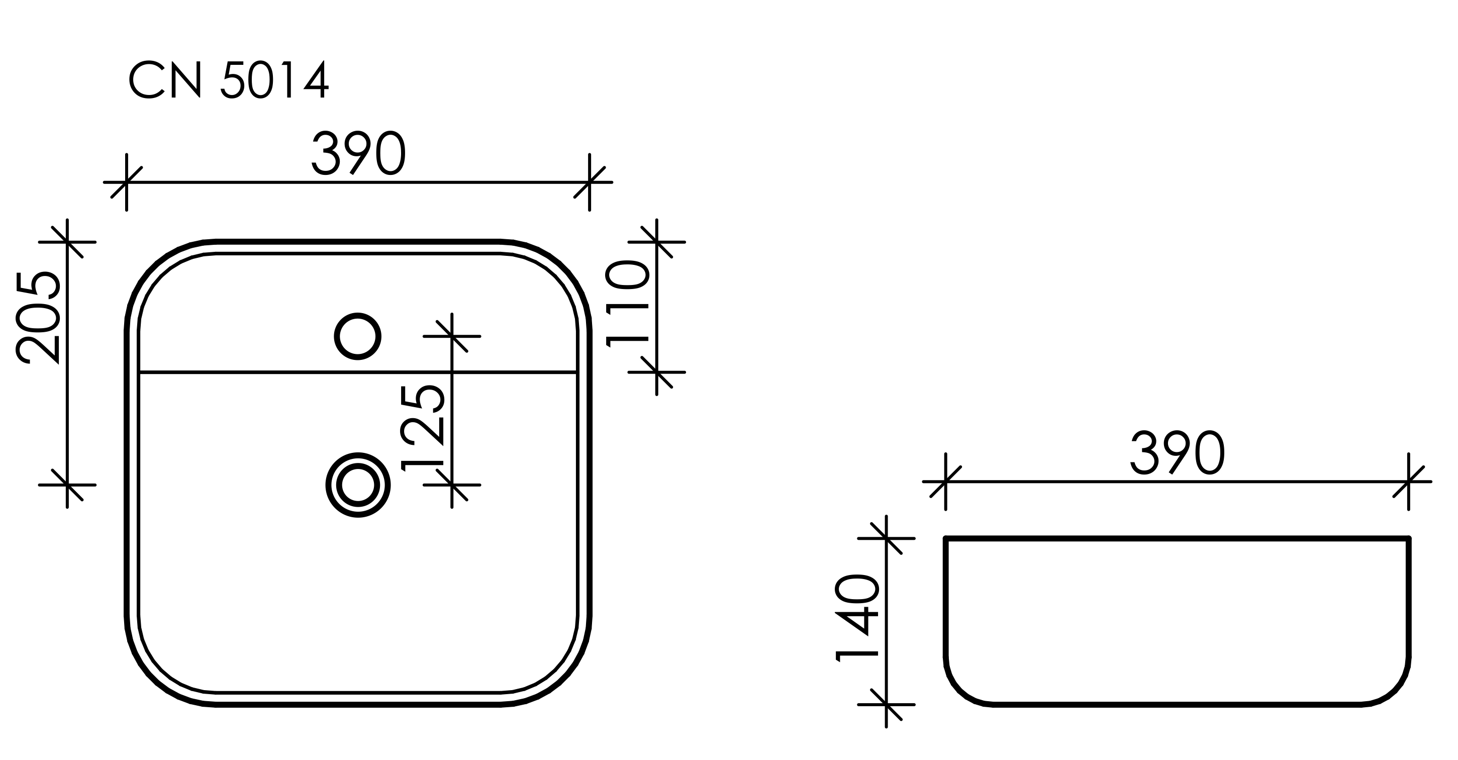 Умывальник чаша накладная квадратная Element 390*390*140мм, CN5014