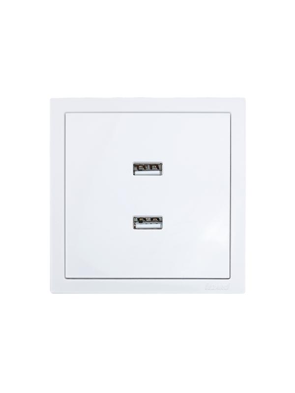 Розетка 2-мест. USB разъем СП ZIMA IP20 бел. LEZARD 704-0288-192