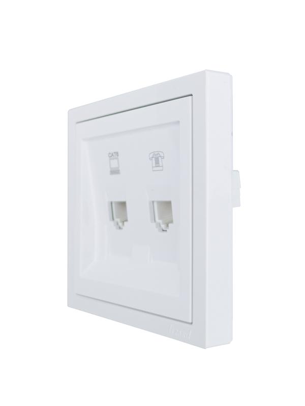 Розетка компьютер+телефон с модулем Cat 6 СП ZIMA бел. LEZARD 704-0288-144