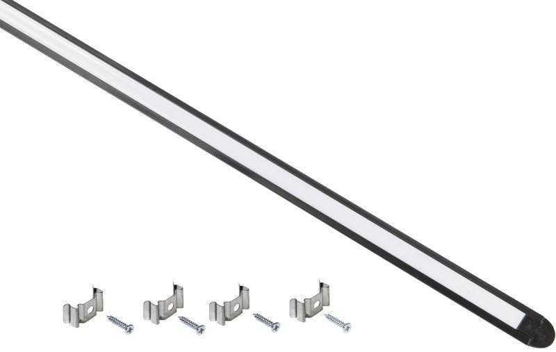 Профиль трапециевидный для светодиод. ленты 2207 L2000 комплект аксессуаров опал алюм. черн. IEK LSADD2207-SET1-2-V4-1-K02