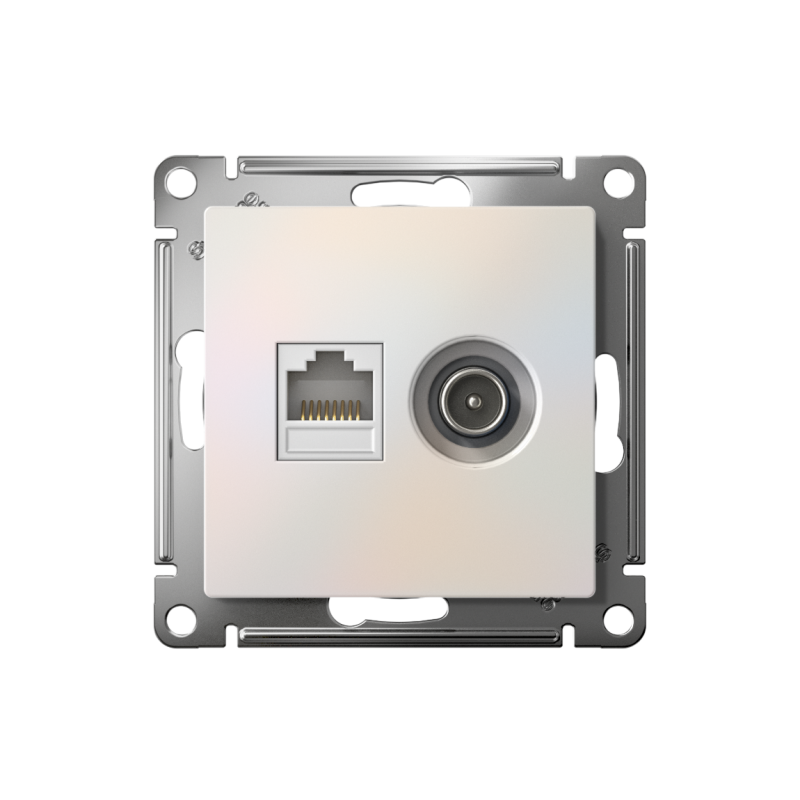 Розетка компьютерная + телевизионная 2-м AtlasDesign RJ45 кат.5E + TV механизм жемчуж. SE ATN000489