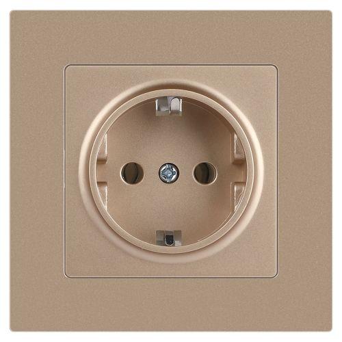 Розетка 1-м СП Accent 6-202-04 16А IP20 250В 2P+E Schuko шампань Intro Б0063690