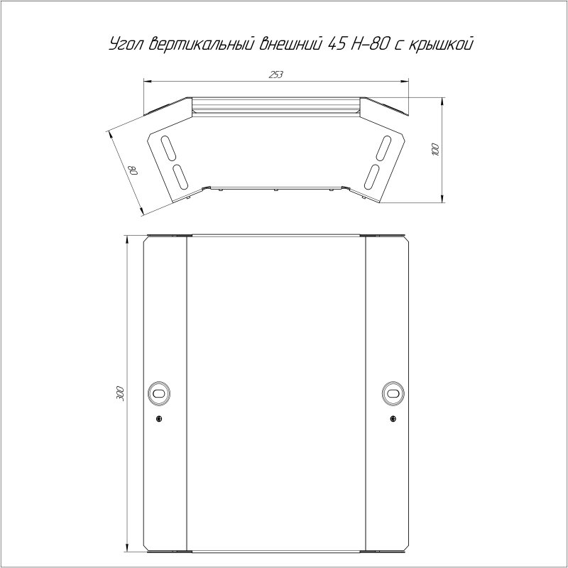 Угол вертикальный внешний 45град. 300х80 с крышкой Стандарт Промрукав PR16.0455