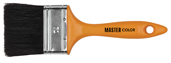 Кисть флейцевая, толщ. 12 мм, 70% ПБT/30% чёрн.натур. щетина, нерж. обжим, пласт.ручка, ширина 30 мм