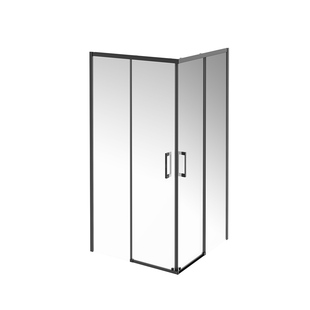 Душевой уголок VETRO, раздвижной, квадратный, 100х100х195, матовый черный