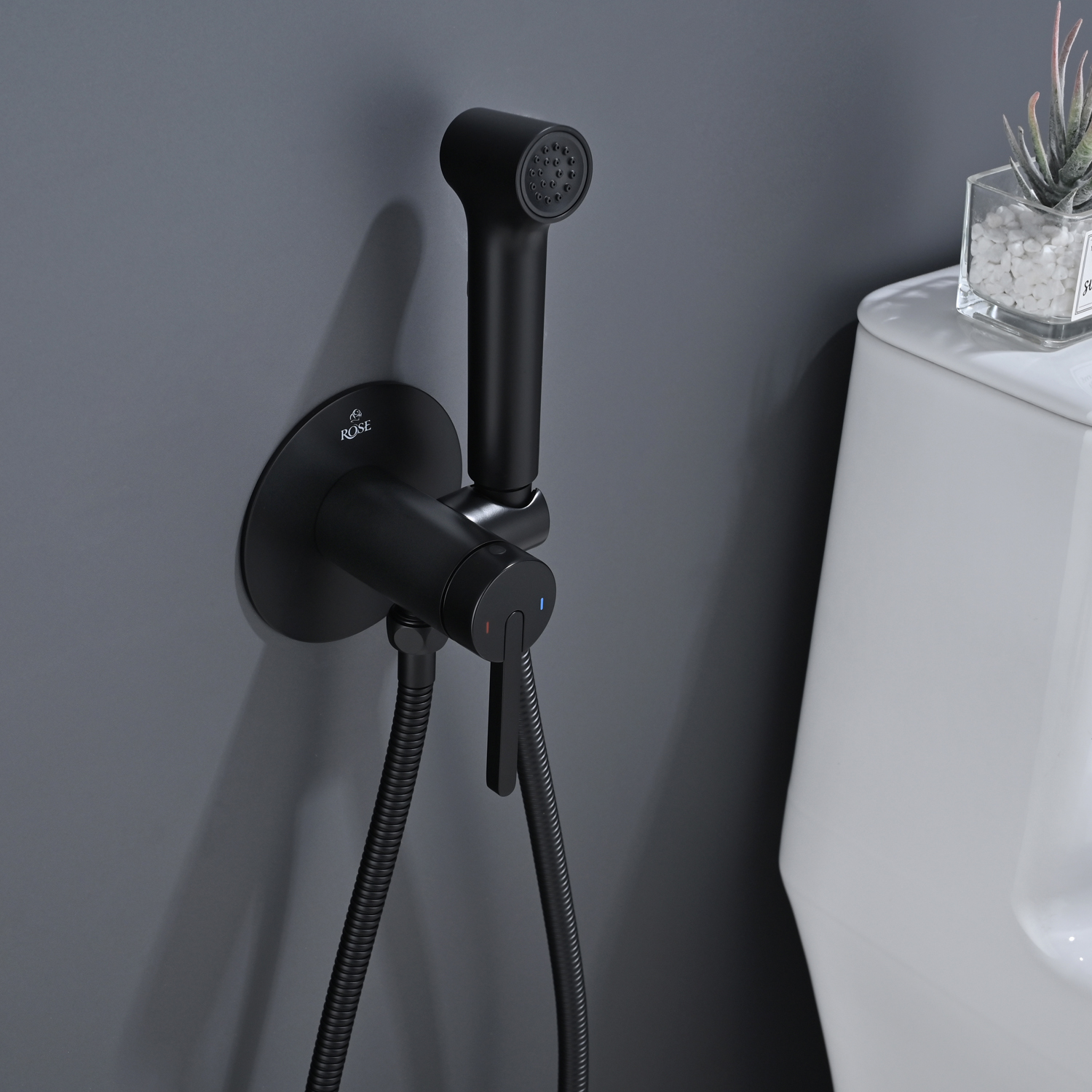 Гигиенический душ со смесителем Rose R235H, черный