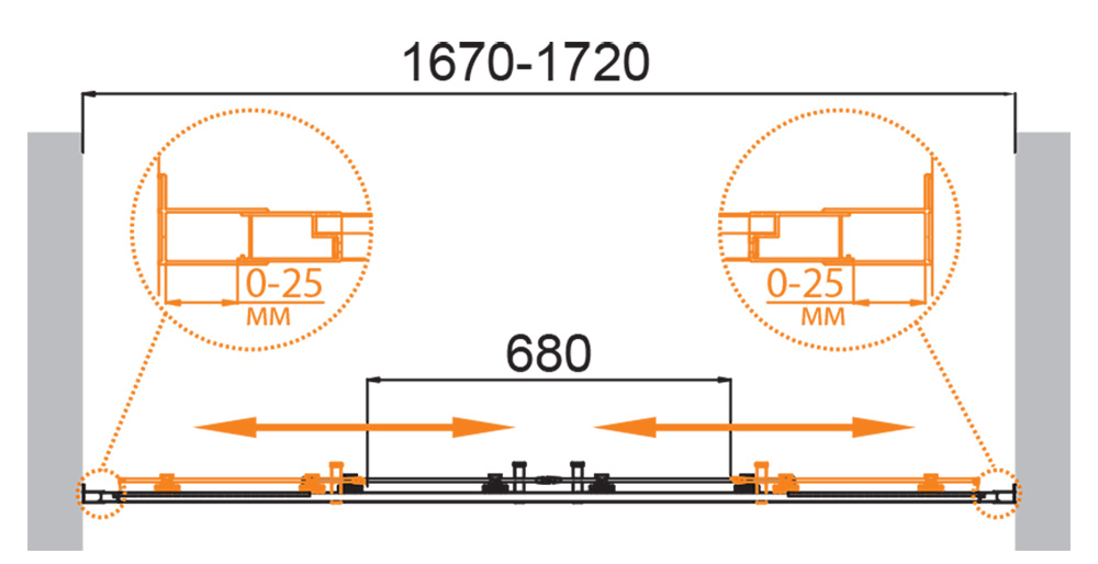 Душевая дверь CEZARES MOLVENO-BF-2-170-C-Cr-IV