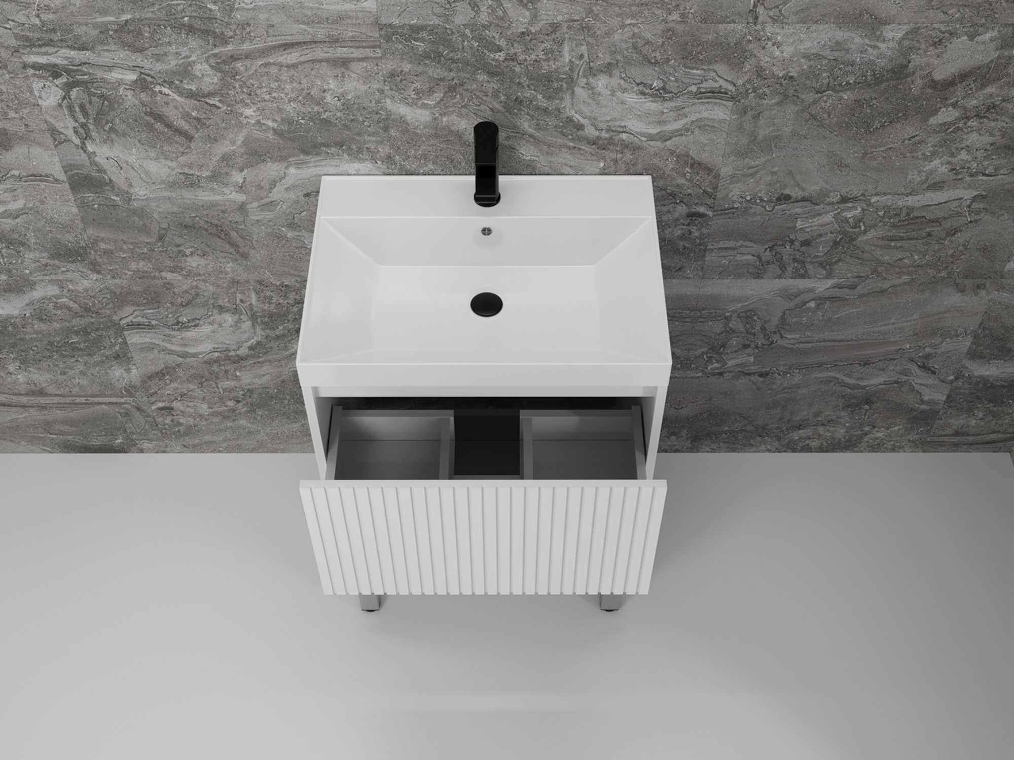 Тумба напольная "Стокгольм 60", Classic 60, (2 ящ.) белый рифленый софт, PUSH