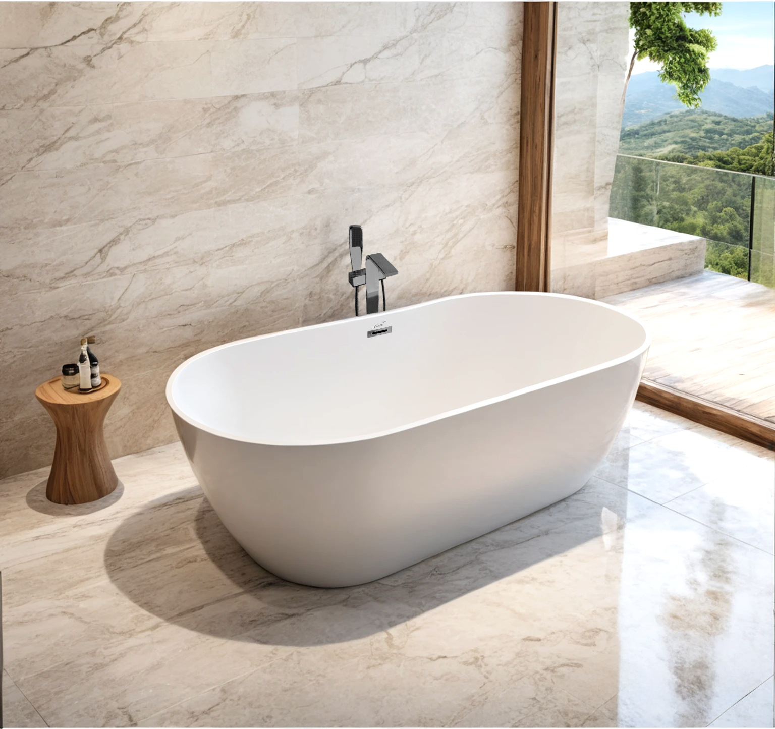 Ванна SKYE170 акриловая (1700x750x600) отдельностоящая, белая, со сливом-переливом Ceruttispa