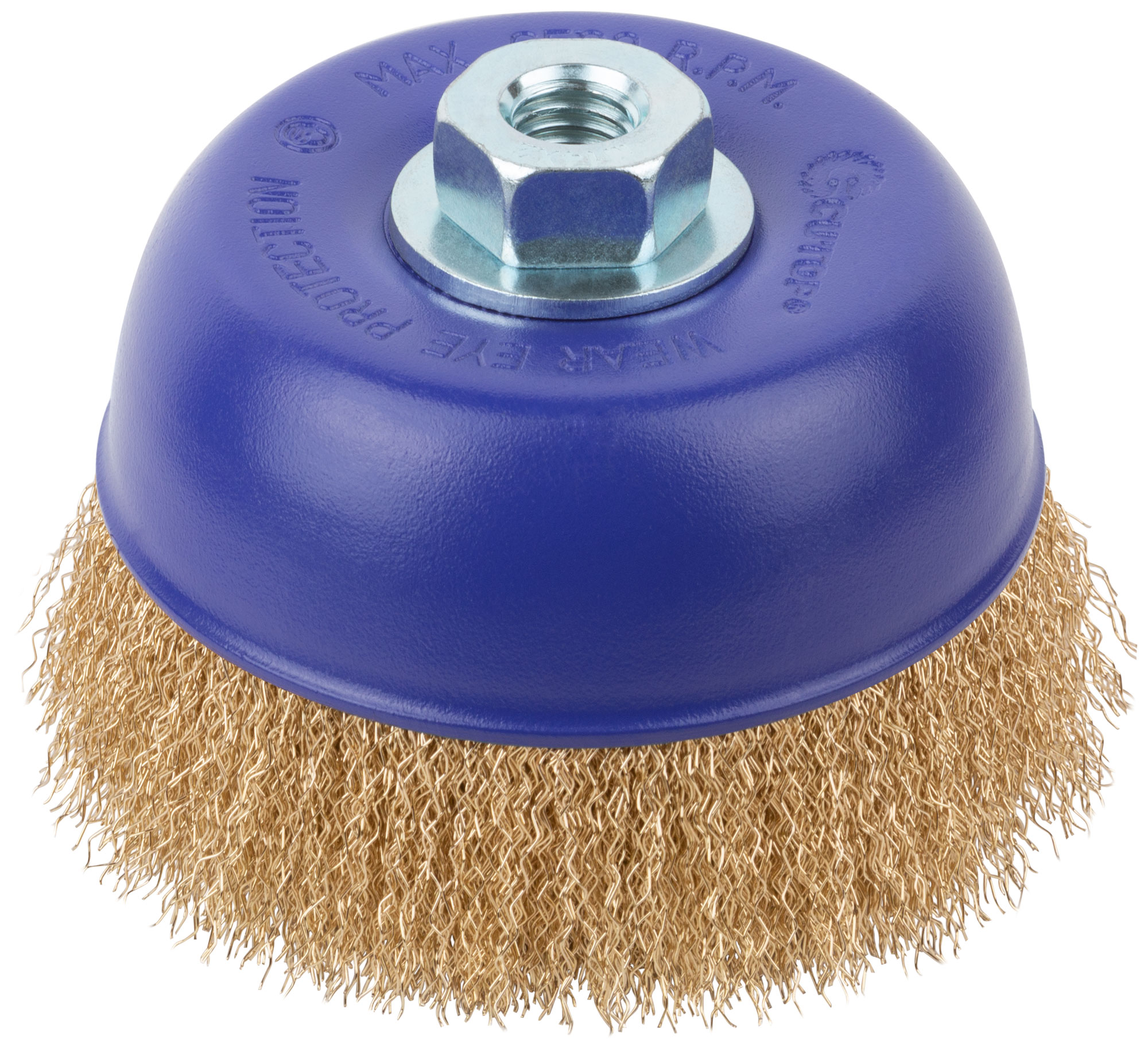 Щетка для УШМ, М14, тип "Чашка", латун. витая проволока 0,3 мм, 125 мм, блистер, CUTOP Profi